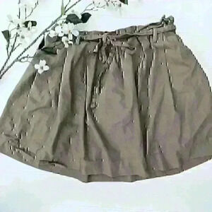 J. Crew Olive/Gray Pleated Full Cotton Skirt